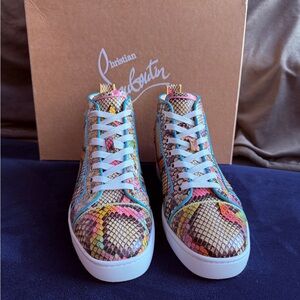Christian Louboutin Men’s Rainbow Python Louis Hightops